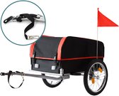Fietskar opvouwbaar - 59x124x69 cm - met vlag - zwart-rood