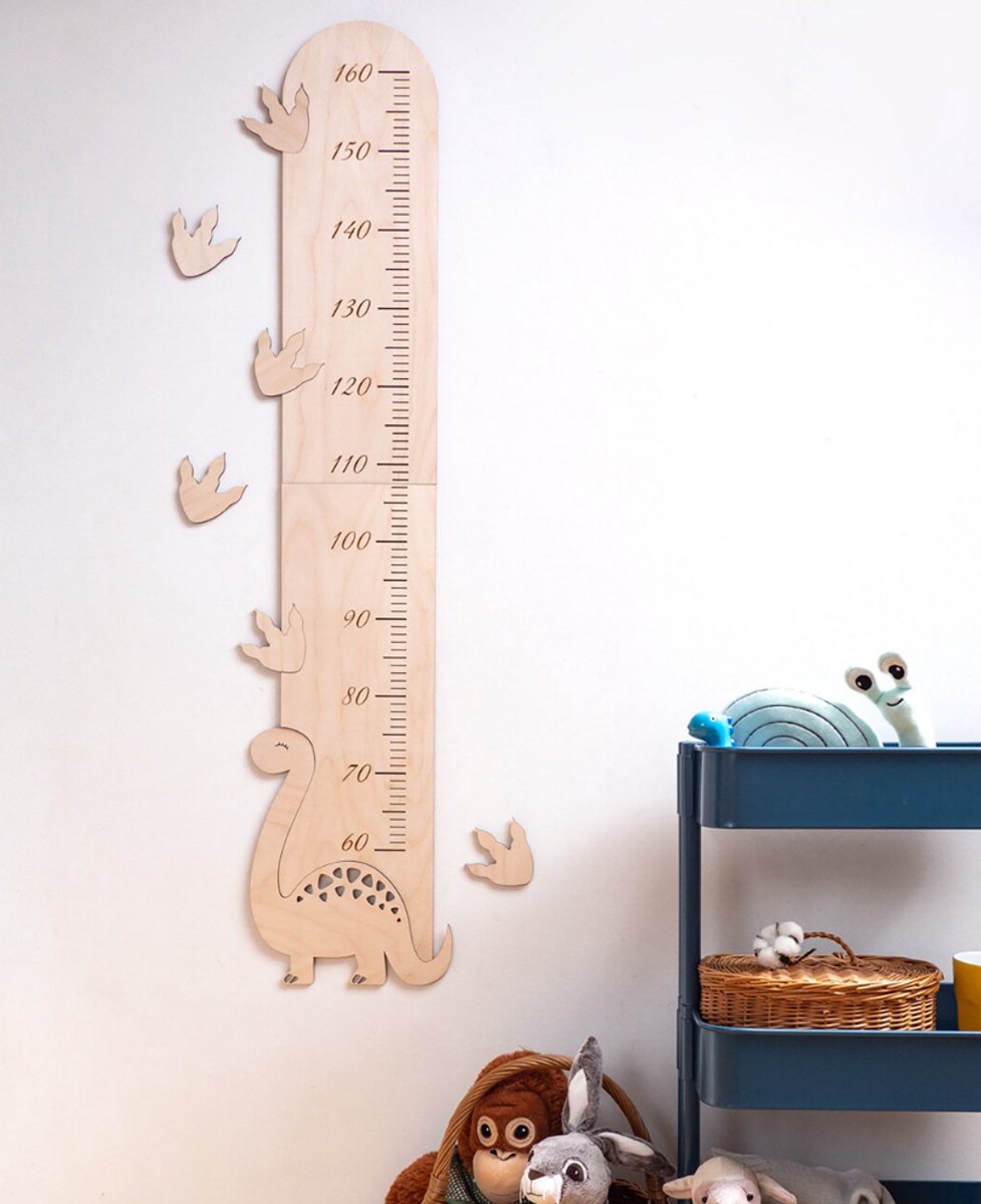 Groeimeter voor kinderen met dinosaurus, houten lengtemeter, groeimeter, wandmeetlat, houten meetlat voor kinderen, dinosaurusdecoratie/kinderkamer/ babykamer/ wanddecoratie voor kinderkamer