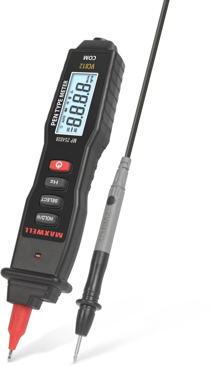 Digitale pen-multimeter met groot display - Automatische modus - Contactloze spanningsdetectie - Weerstandsmeting tot 40MΩ - Inclusief 2x AAA batterijen [25403B]