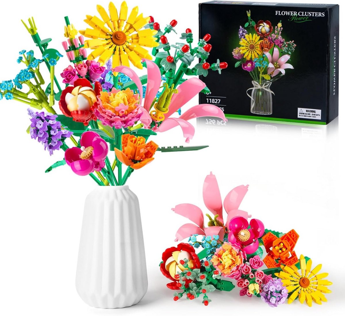 756 Stuks Bloemenbouwset Boeket - Botanische Collectie Knutselpakket met 11 Soorten Bloemen voor Sier en Cadeau