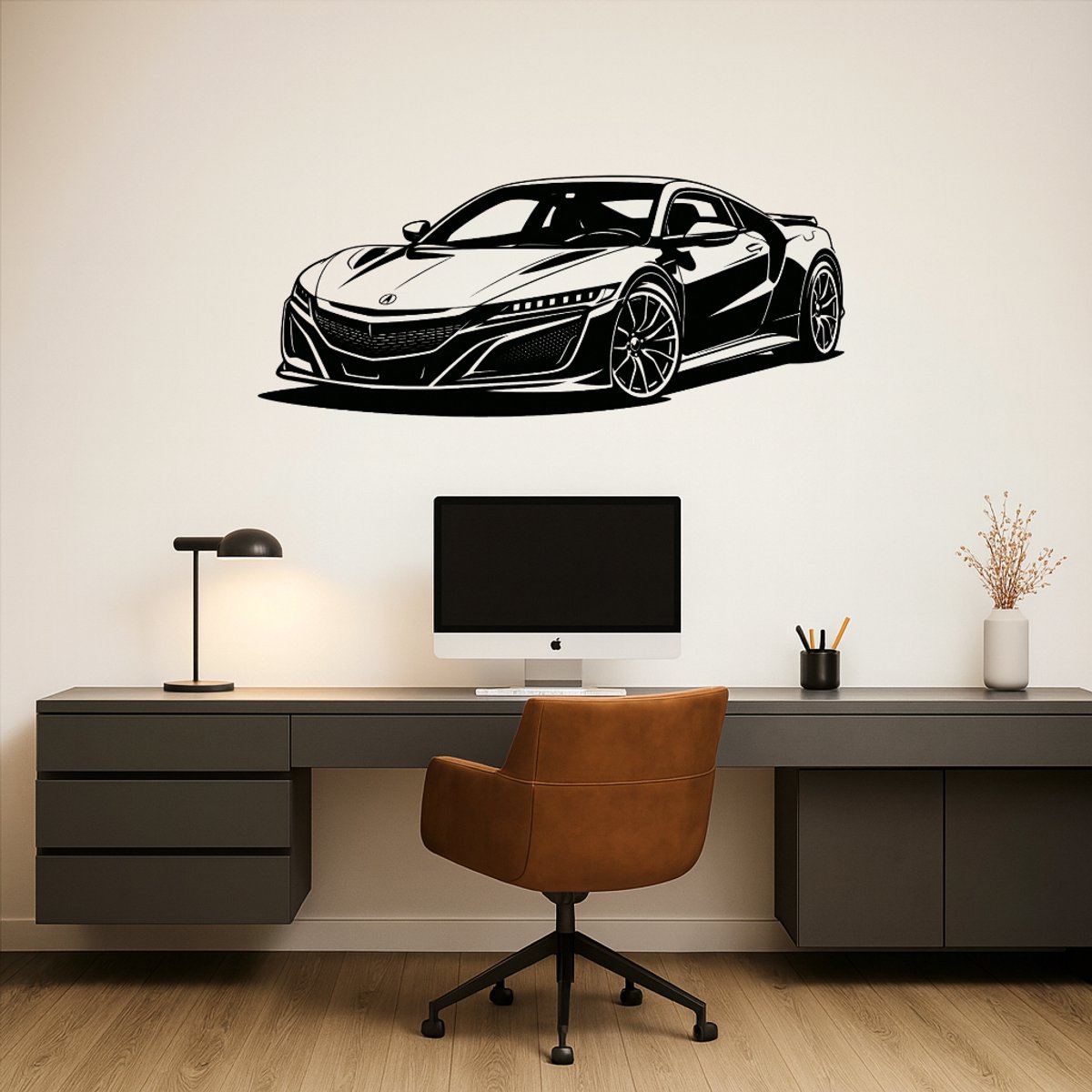 BR2Laser Acura NSX – Wanddecoratie – Lasergesneden Hout – Autokunst – 55 cm Breed