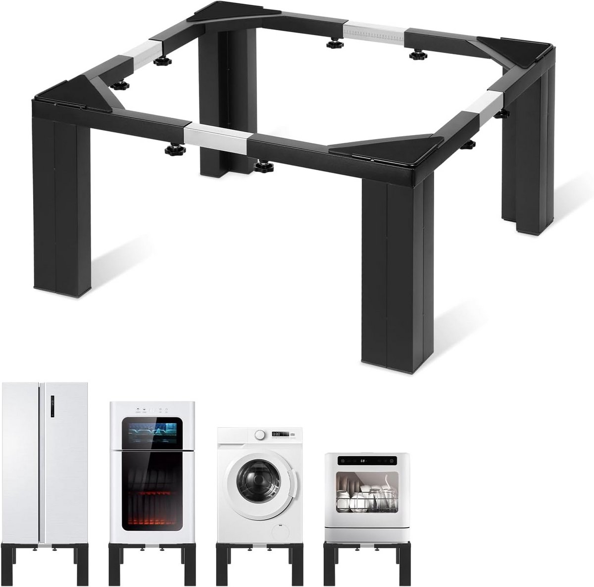 Verstelbare Sockel für Waschmaschine, 50-80 cm, Rostfreier Stahl Rahmen
