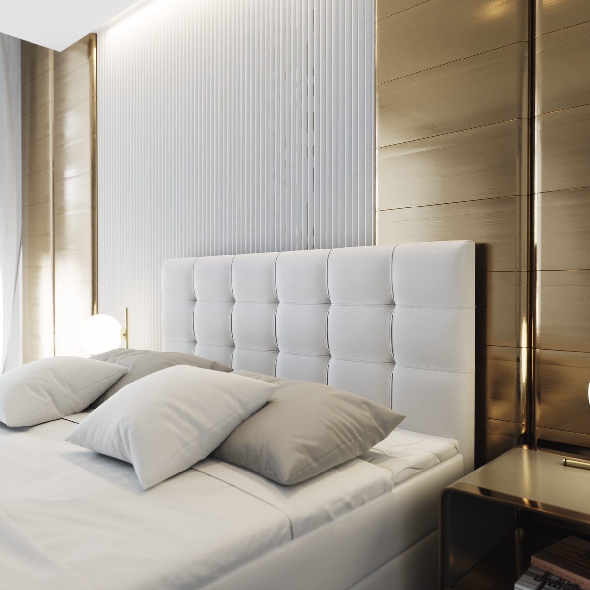 Boxspring GLOS 180x200 cm met matras en topper, bedkasten - Bruin thumbnail 3