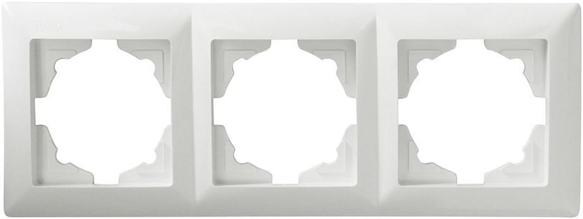 Drievoudig montageframe voor stopcontact, schakelaar of dimmer wit kunststof