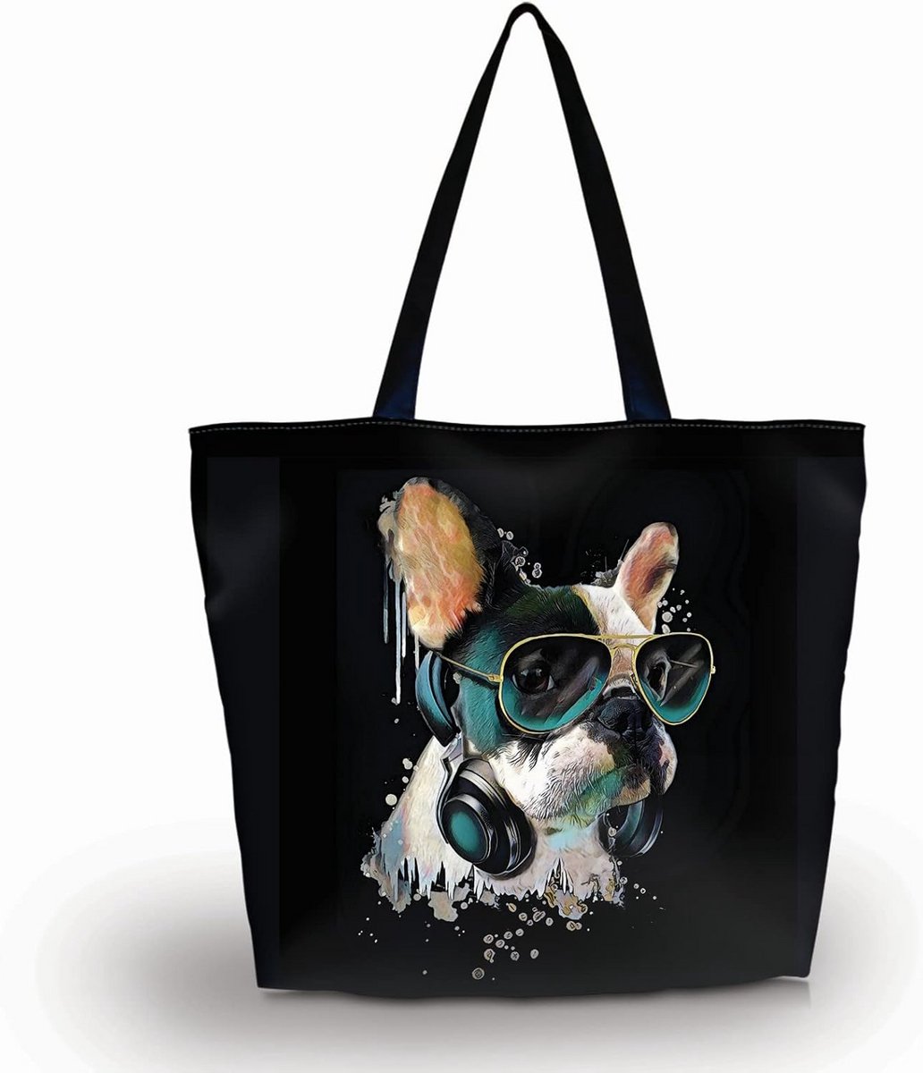 Grote Opvouwbare Stoffen Boodschappentas met Kattenprint Schooltas Schoudertas