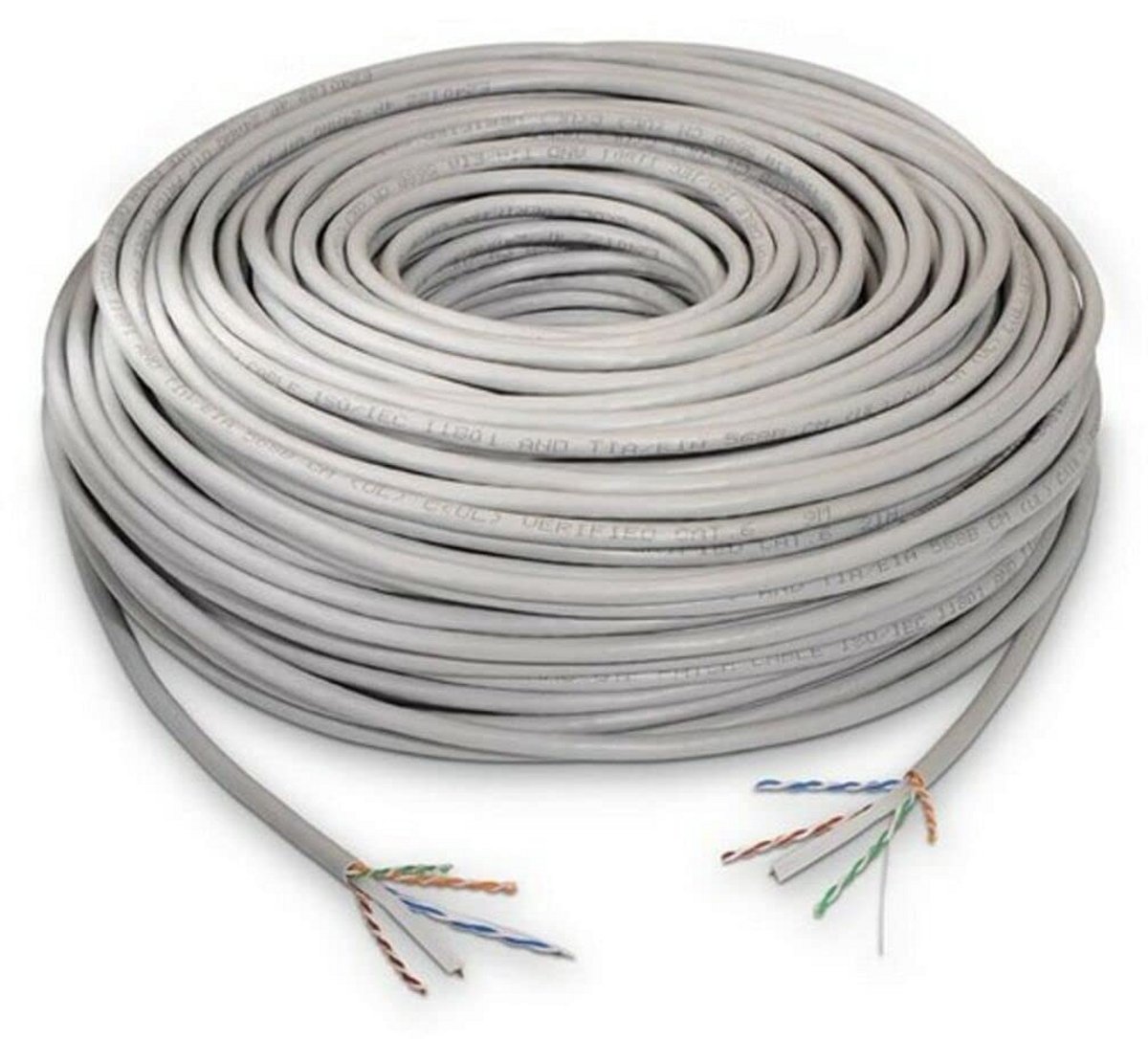 UTP Cat6 Netwerkkabel Spoel 100 Meter Stug 100% Koper Grijs