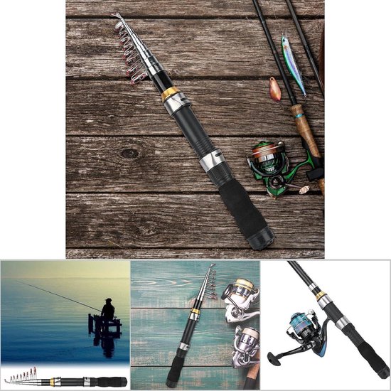 Telescopische hengel - Draagbare korte stang voor zout water en zoetwatervangst — afbeelding 4