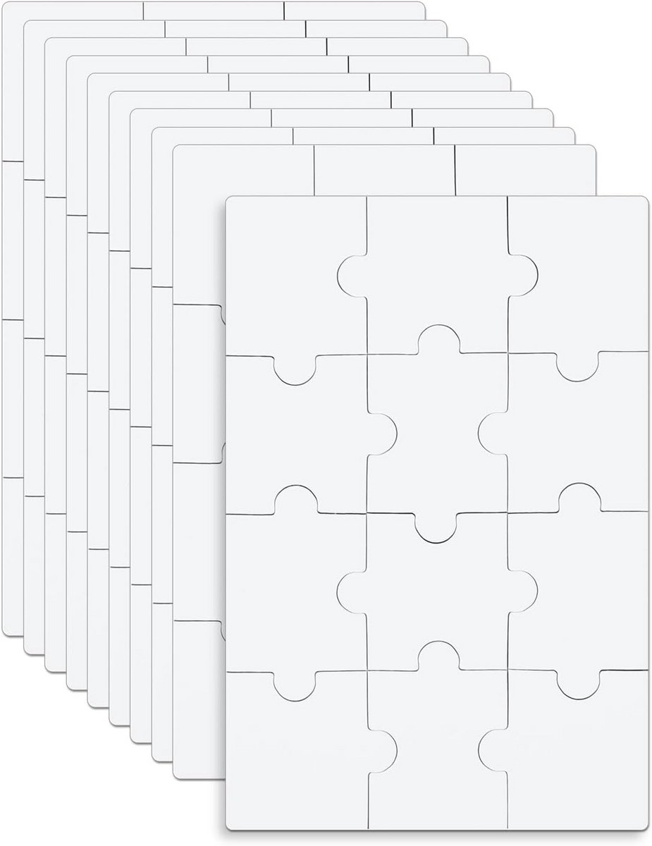 10 Vel Blanco Legpuzzels 10x15cm 12 Delen Overschilderbaar Knutselmateriaal