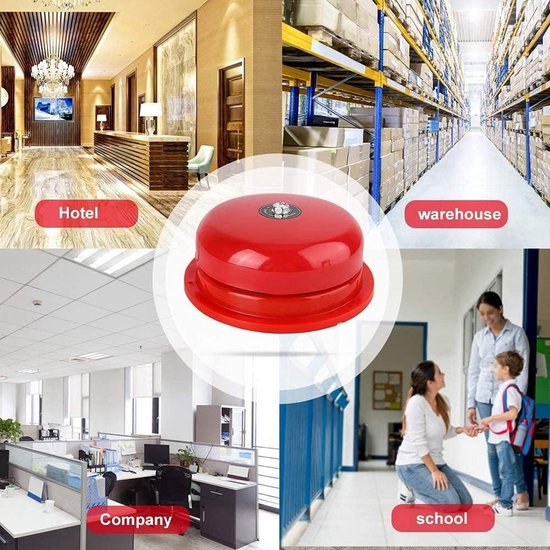 Elektrische bel met 100 dB geluidsniveau en intern slagmechanisme van roestvrij staal voor brandalarm en noodsignaal - inclusief pieptoon — afbeelding 3