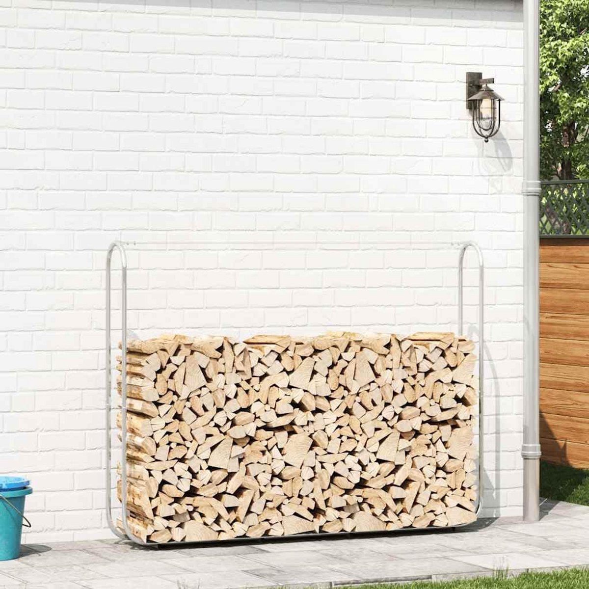 Houtopslag Rek voor Binnen en Buiten - 200x25x150 cm Gegalvaniseerd Staal