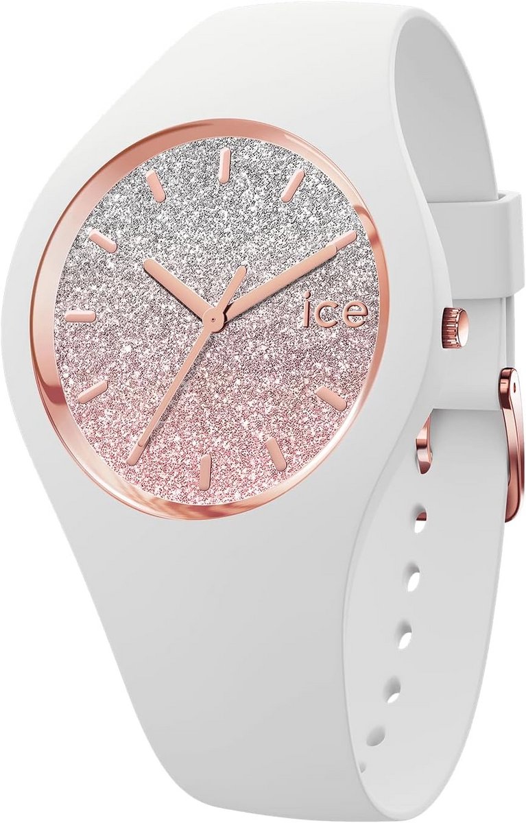 Dames polshorloge wit met roségouden details