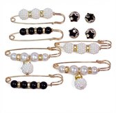 10-delige zwart-witte brocheset met kralen – elegante en veelzijdige broches voor kleding & taille – tijdloze accessoires met glamoureuze details