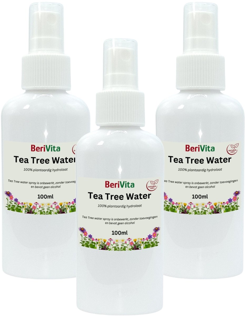 Tea Tree Water 3x100ml Spray - Puur - Zonder Alcohol - Zuiverende Natuurlijke Toner - Hydrolaat