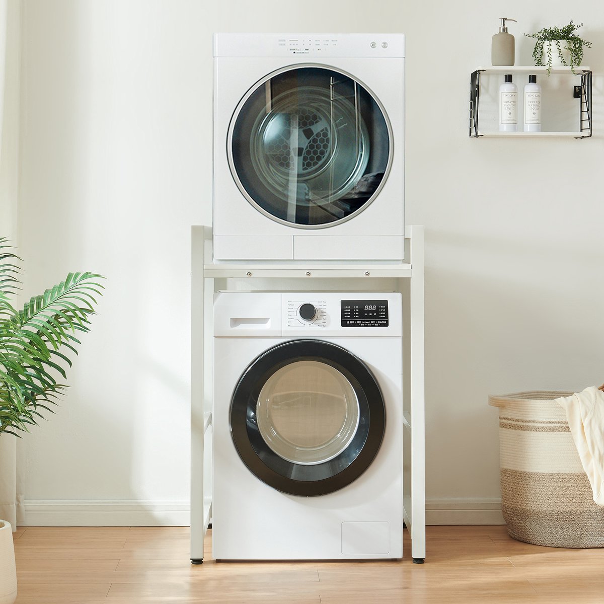 Wasmachinerek Hökangend 105x73x63 cm wit [en.casa]
