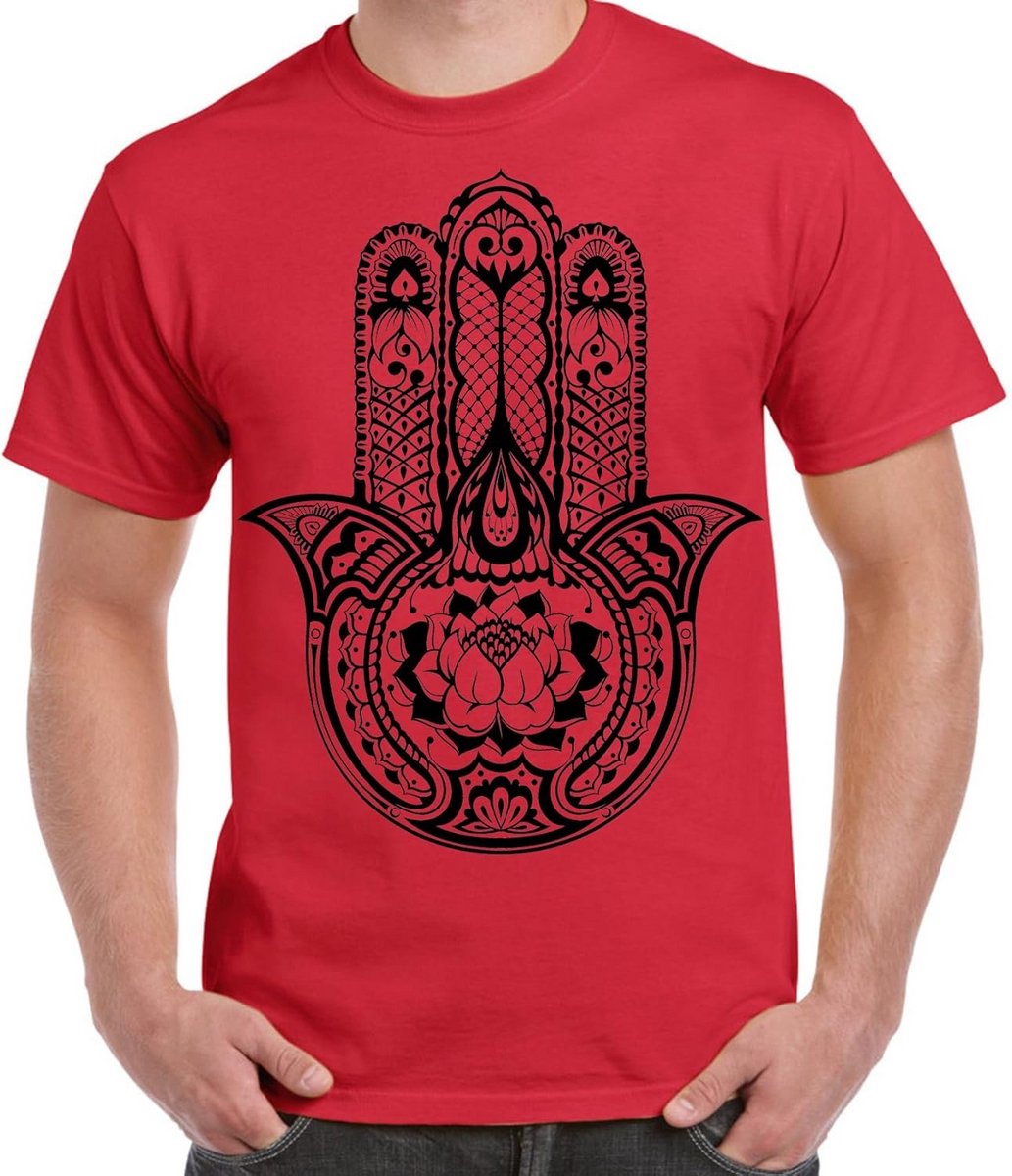 Groot Hamsa Hand van Fatima Tattoo T-shirt voor Heren - Tribal Design