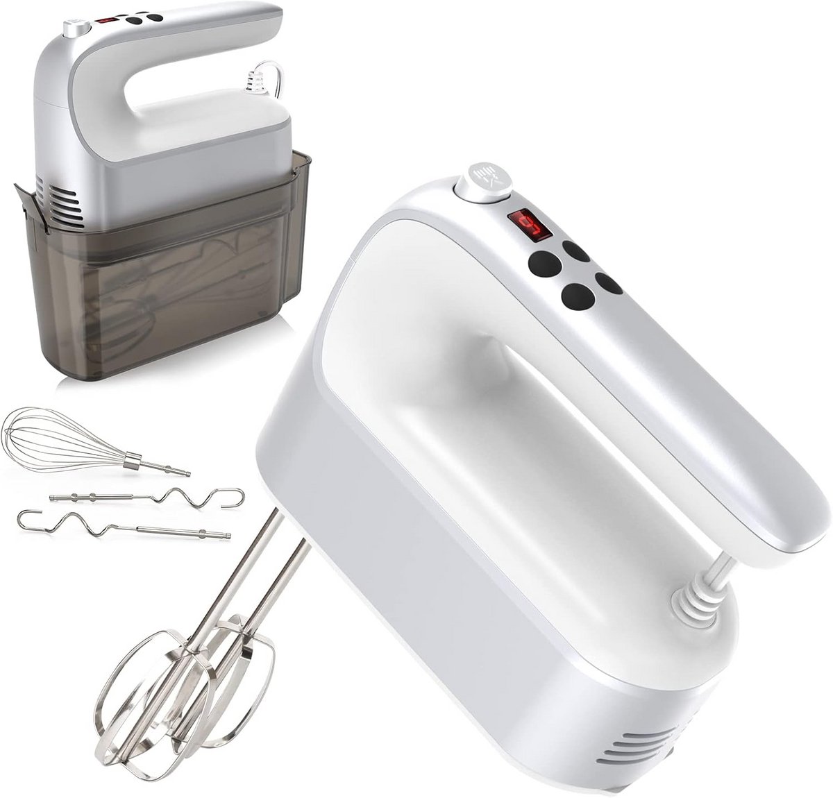 Krachtige 9-Speed Elektrische Handmixer met Opbergkoffer en Turbo Boost