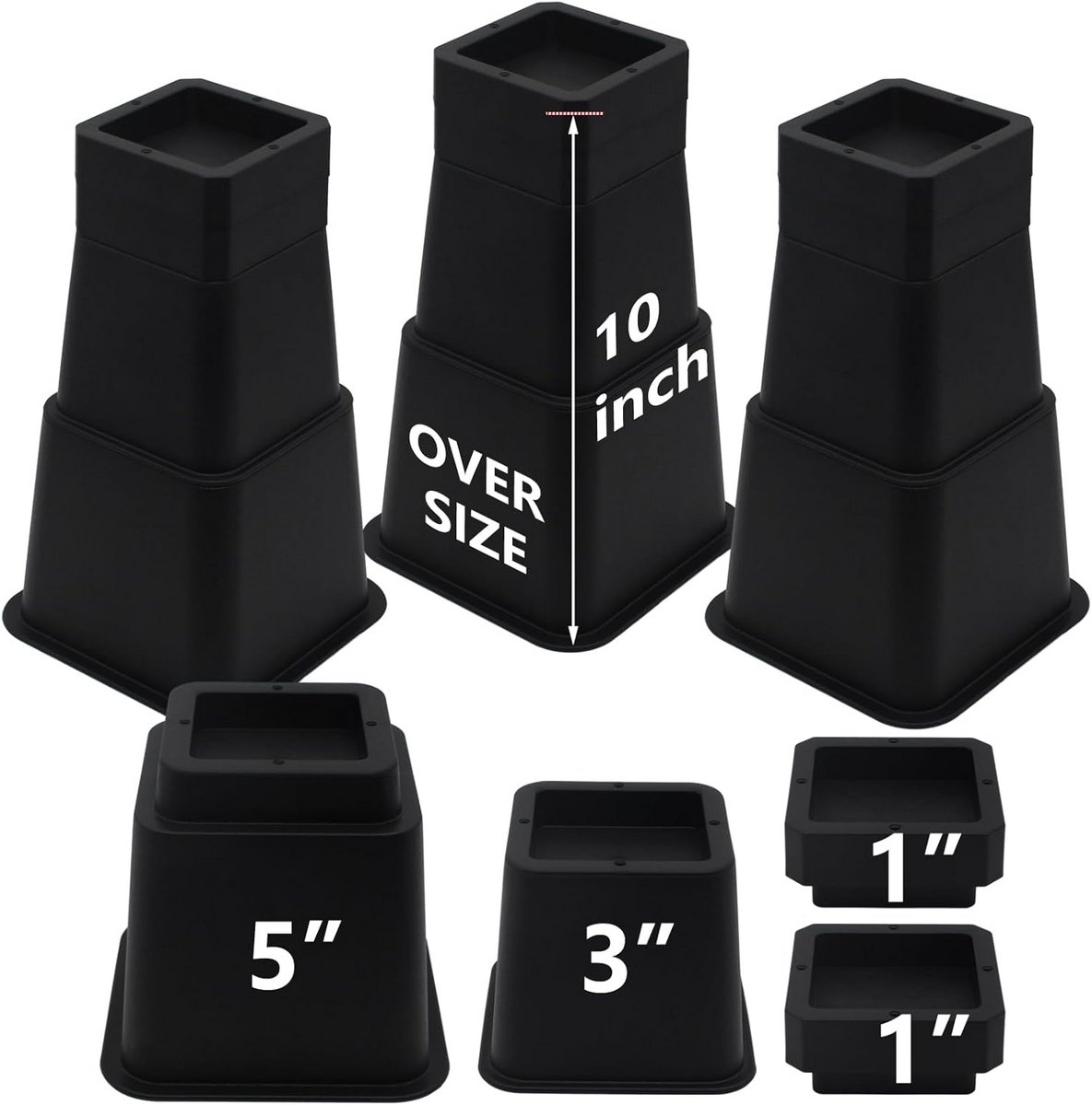 Verstelbare Meubelverhogers 25 cm Zwart (Set van 4) voor Bed bank en Tafel
