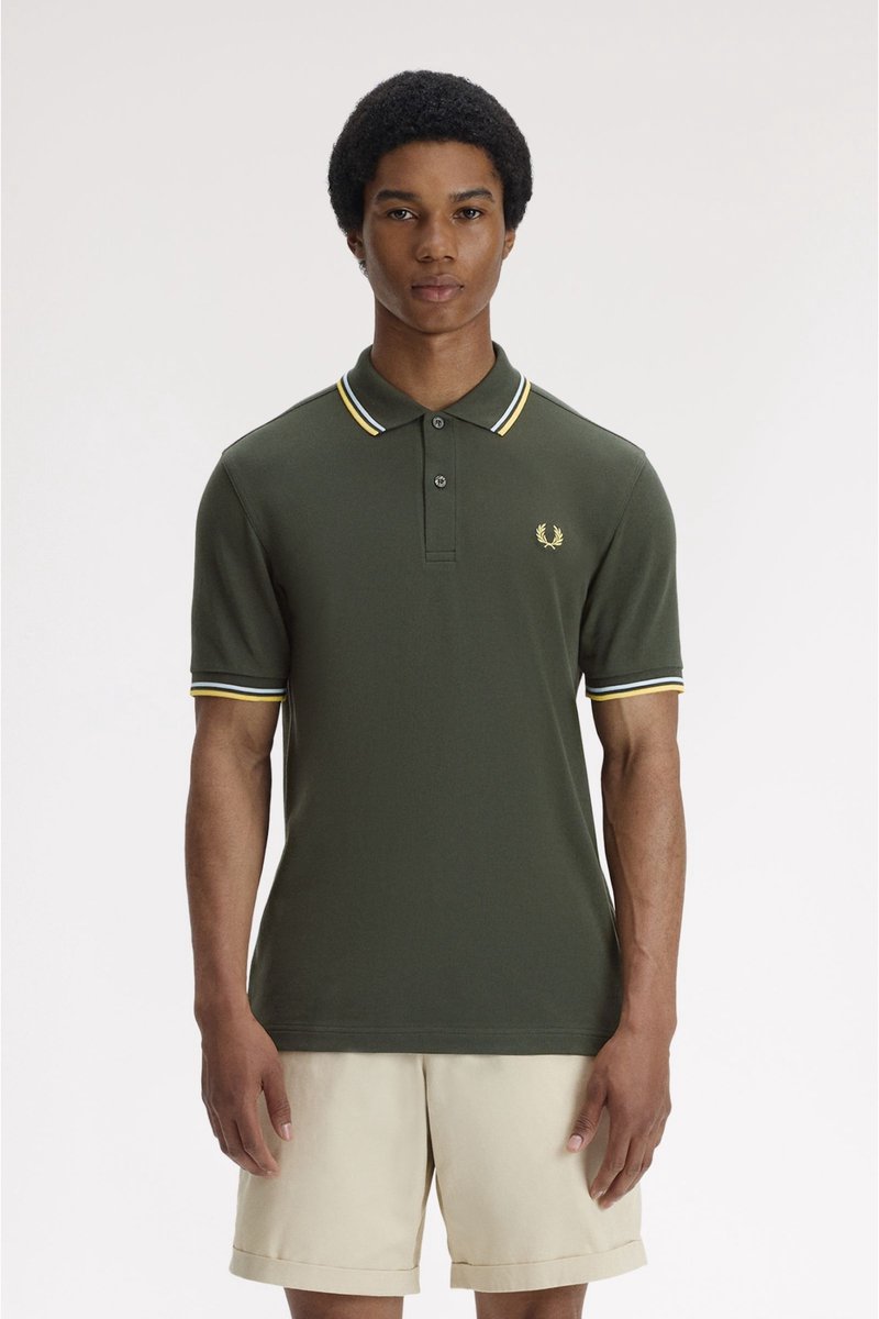 Fred Perry Twin tipped fred perry shirt hunting light ice lenom barley Groen
