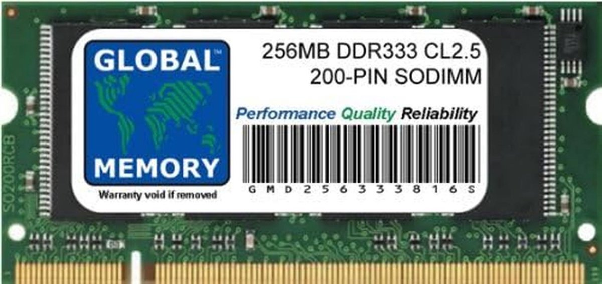 256MB DDR RAM PC2700 333MHz SODIMM Geheugen voor Laptop