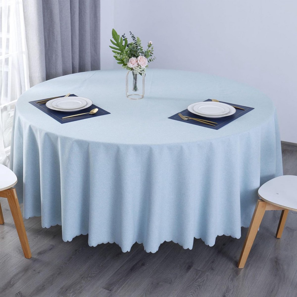 Rond Tafelkleed Lichtblauw 180 cm - Vuilafstotend voor Keuken en Eetkamertafel