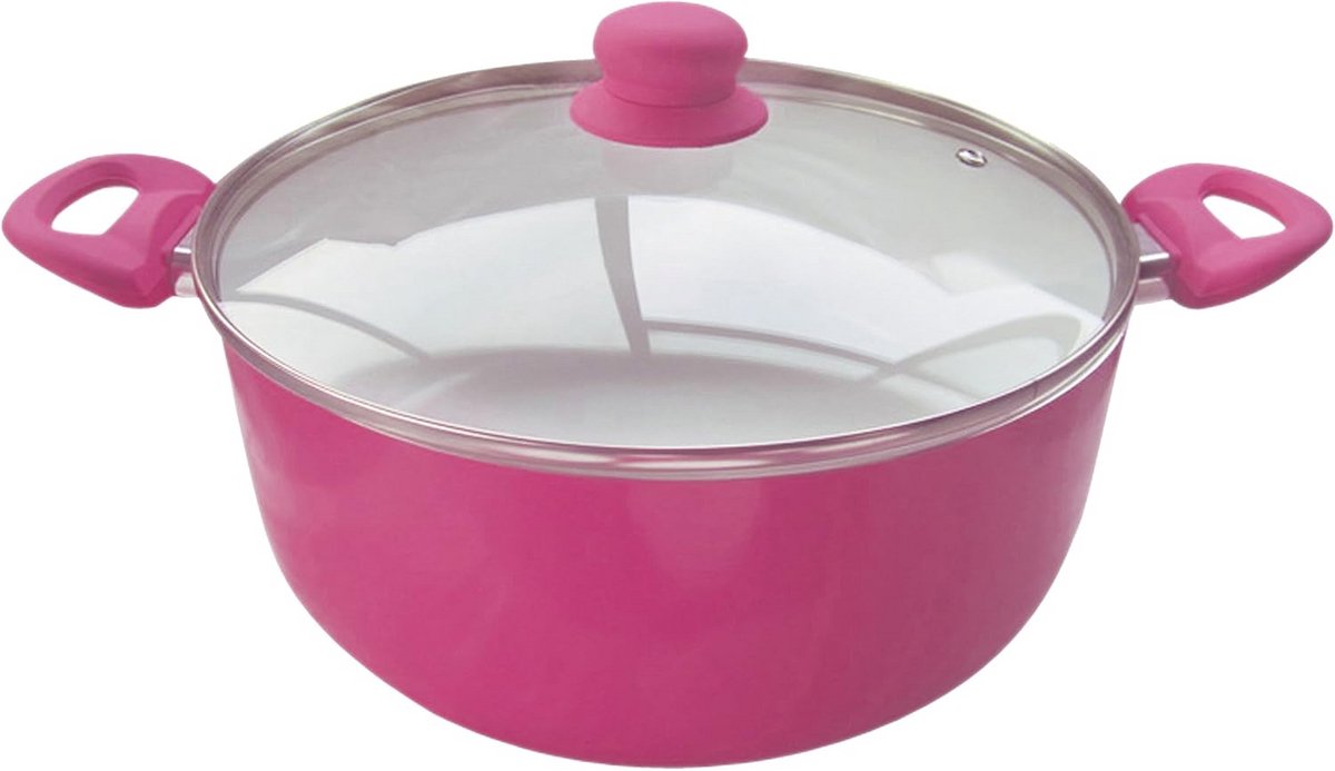 Grote Keramische Stoofpan Fuchsia 28 cm