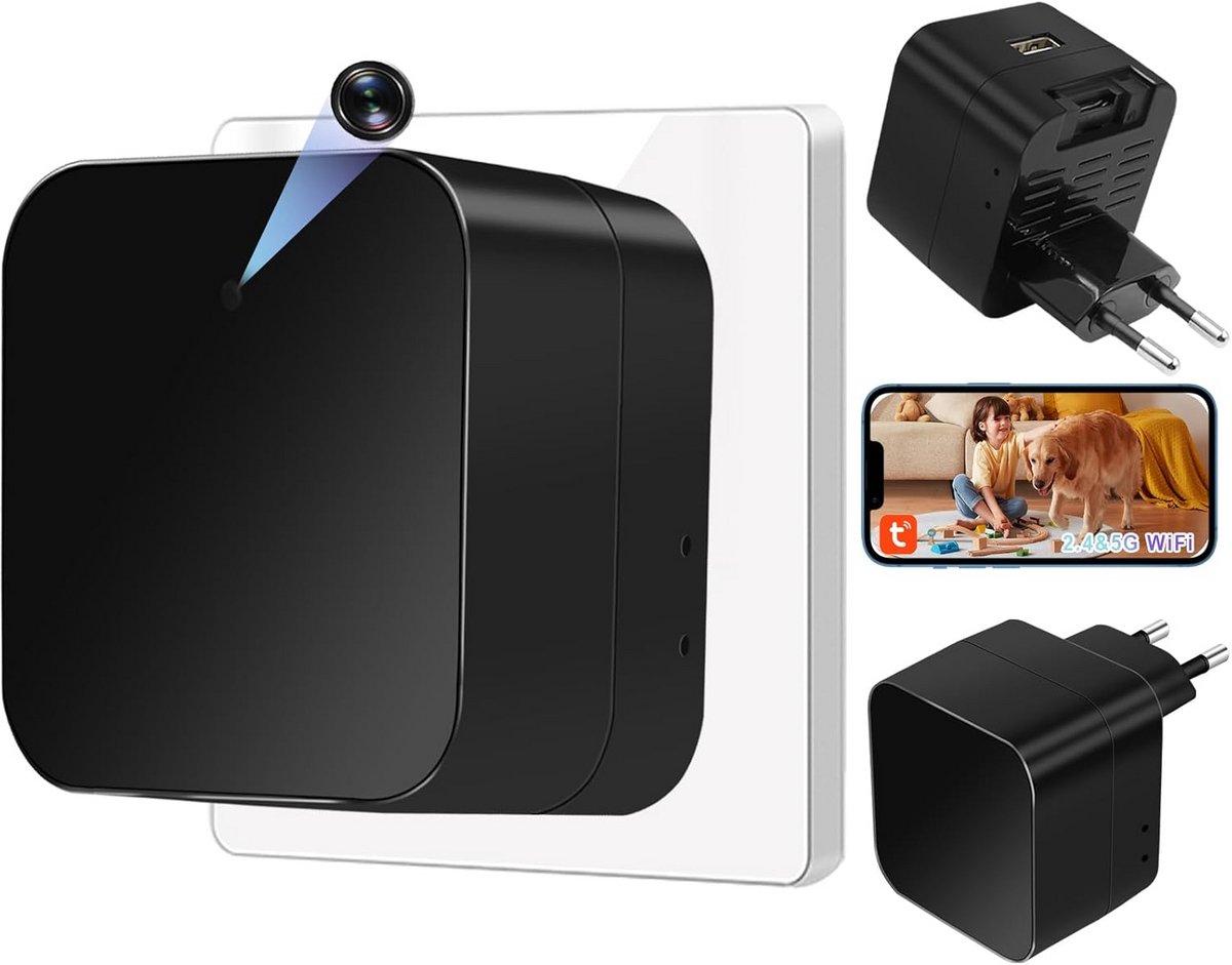 Verborgen Spy Camera in USB Oplader - 1080p HD WiFi Beveiligingscamera met Bewegingsdetectie