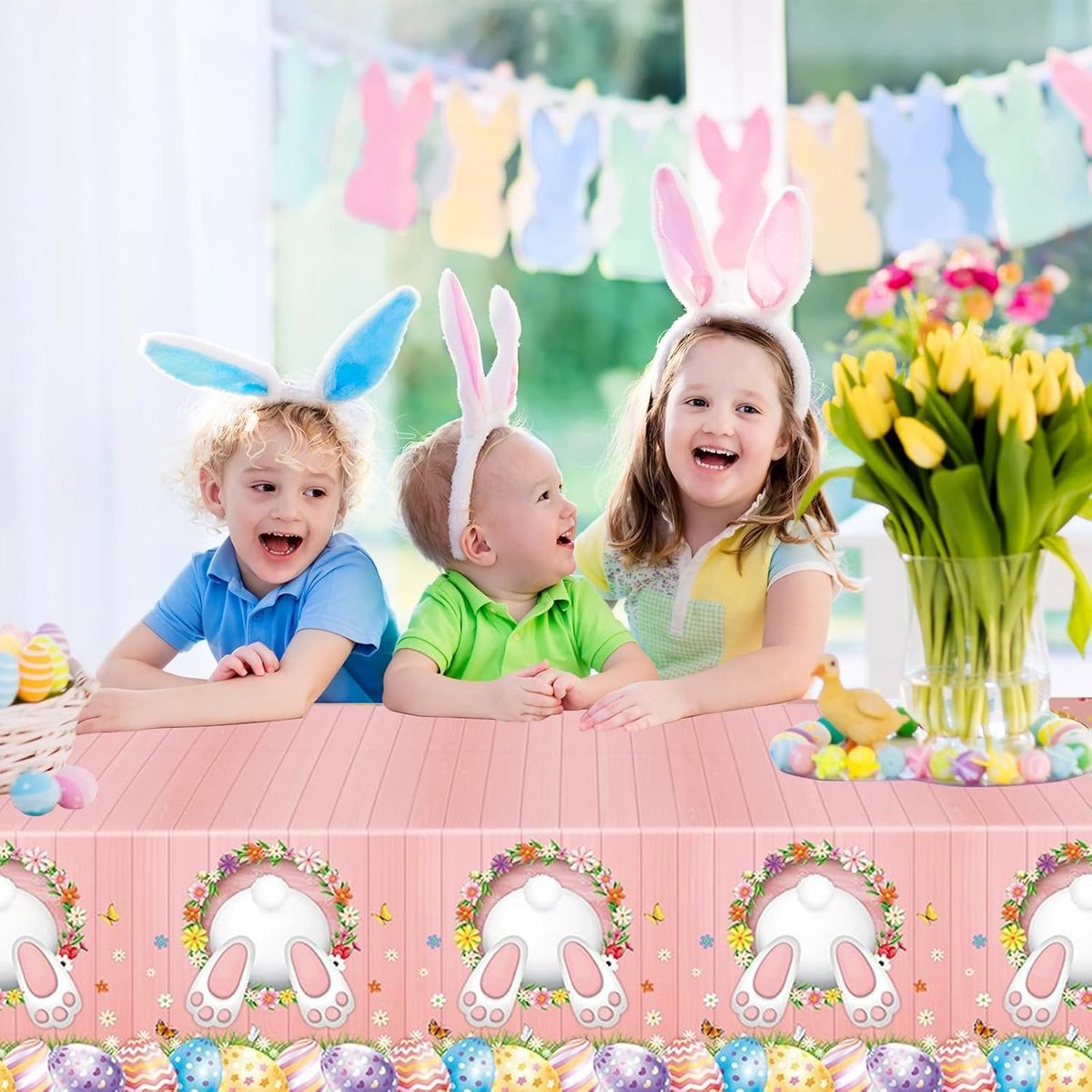 2 Grote Paastafelkleden Rechthoekig - Waterdicht Paasfeest Tafeldecoratie