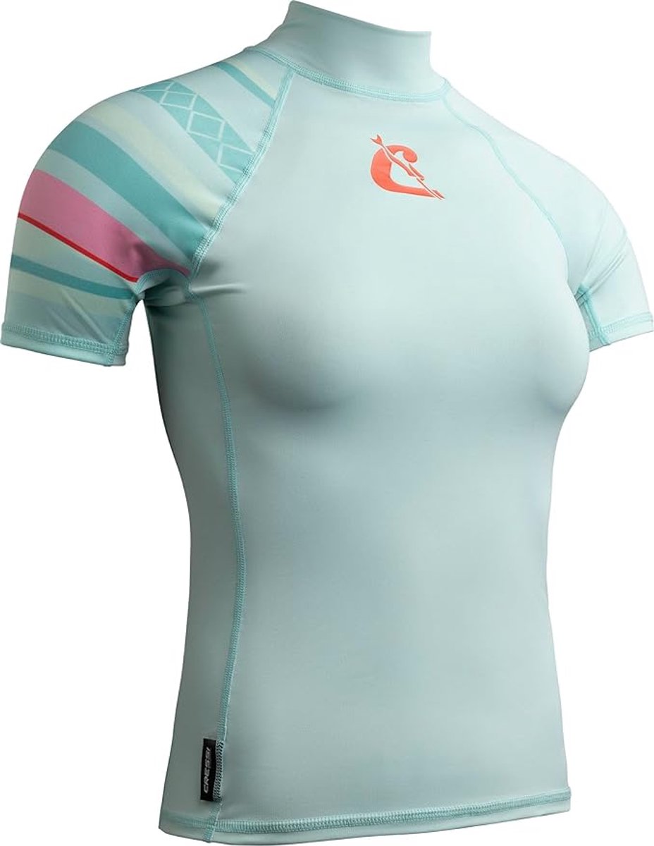 CRESSI DAMES LYCRA RASH GUARD KORTE MOUW AQUAMARINE/ROZE M/3