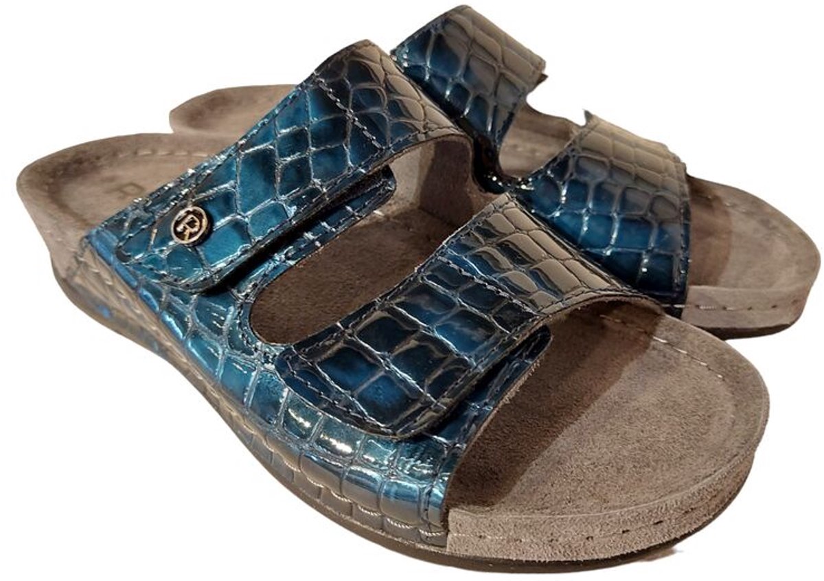 Rohde Dames Slipper - 5854-56 Blauw Crocolak - Maat 42