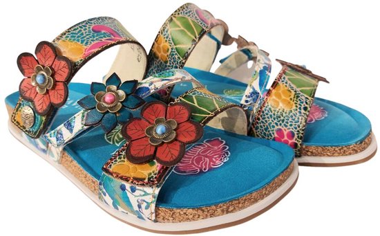 Laura Vita Slipper Brcyano 16 AS318-16 Turquoise Blauw
