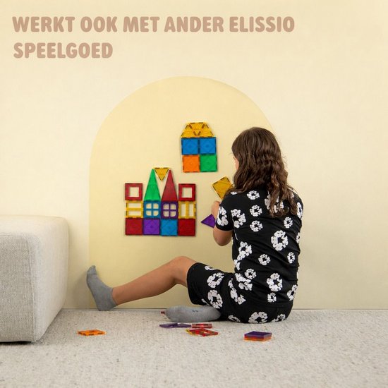 Elissio® Magneticoo Muursticker magnétique 100x80 cm - Sticker magnétique avec fonction tableau noir - Jaune sable - Tableau magnétique pour chambre d'enfant - Forme d'arche