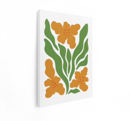 Artaza Canvas Schilderij Abstract Bloemen - 60x80 cm - Wanddecoratie Boho - Muurdecoratie Bloemen - Decoratie Matisse Stijl