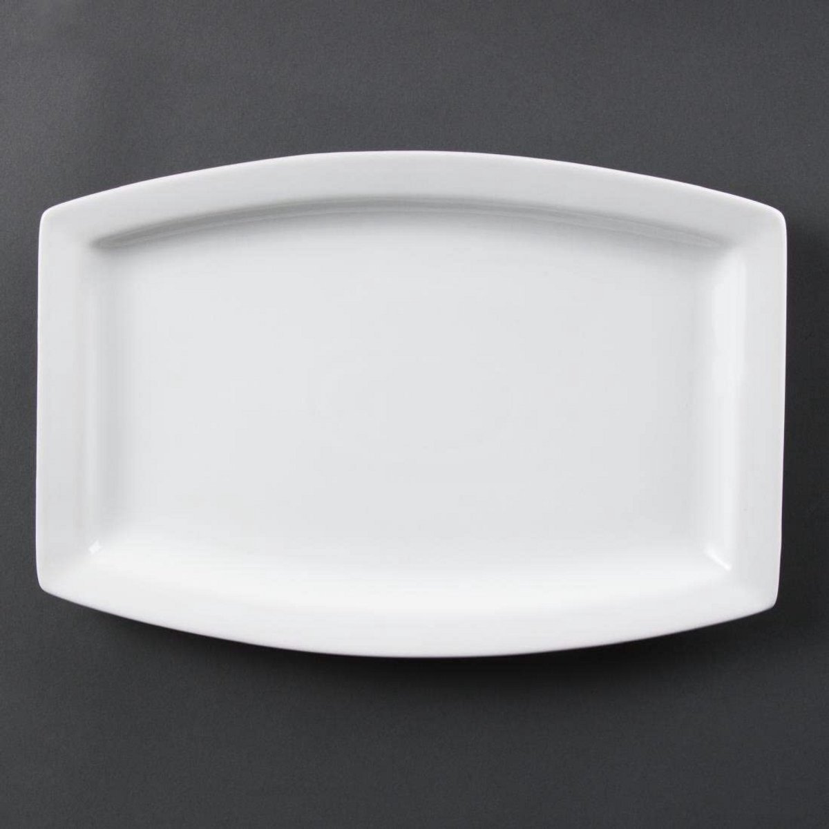 6x Grote Rechthoekige Porseleinen Borden - 32 cm - Wit Servies