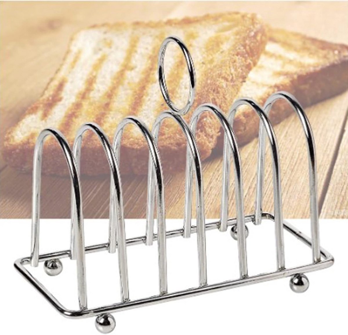 RVS Rooster voor 6 Sneetjes Geroosterd Brood met Handvat