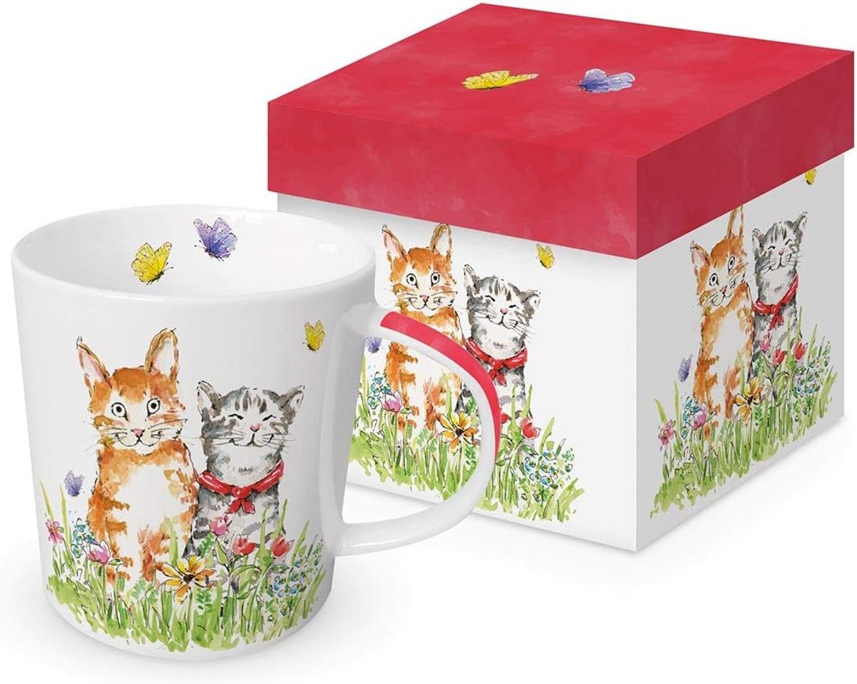 Koffiemok met kattenmotief en geschenkdoos