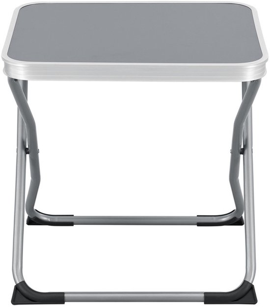 2-in-1 Camping Kruk & Tafel - Opvouwbaar - Metalen Frame - 47x47x37 cm - Grijs - Compact voor Outdoor — afbeelding 2