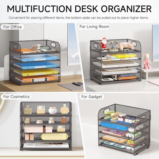File Rek Voor Lessenaar 5 Laags Lessenaar Organizer - Briefsorteerder en Documentenbak voor A4 ...