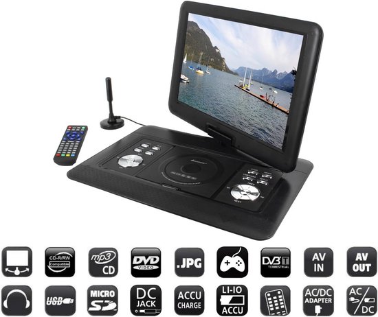 Draagbare DVD/Blu-Ray Speler 15.4 inch met Draaibaar Scherm en DVB-T2 TV Tuner — afbeelding 2