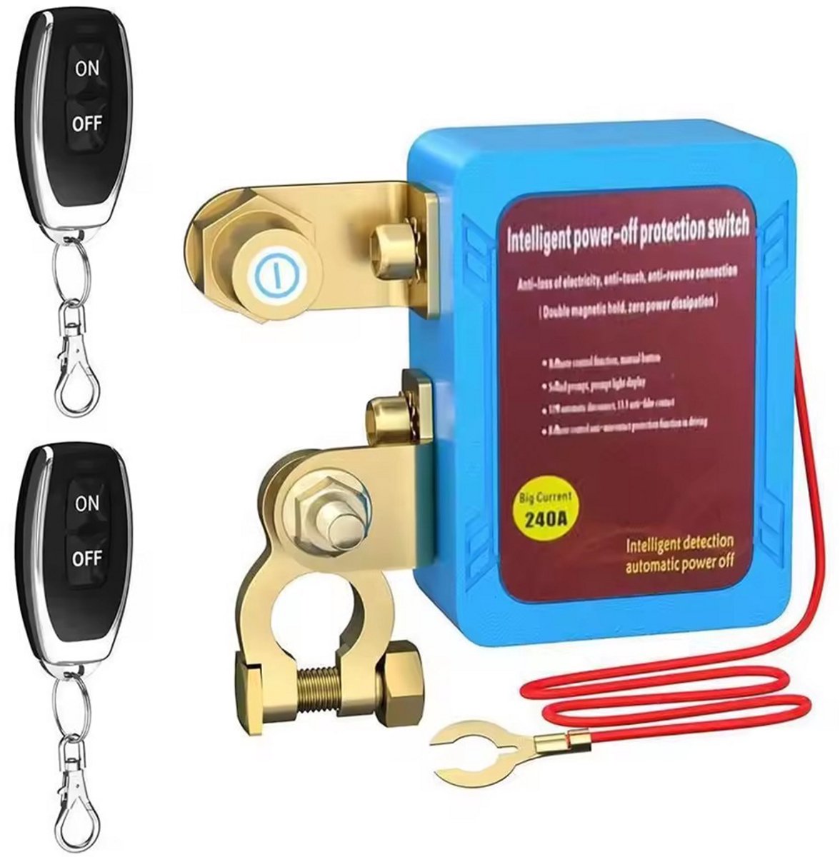 Homtas Accuschakelaar met Afstandsbediening voor Auto, Boot & Camper - 12/24 V - 240 Ampère Accu Hoofdstroomschakelaar