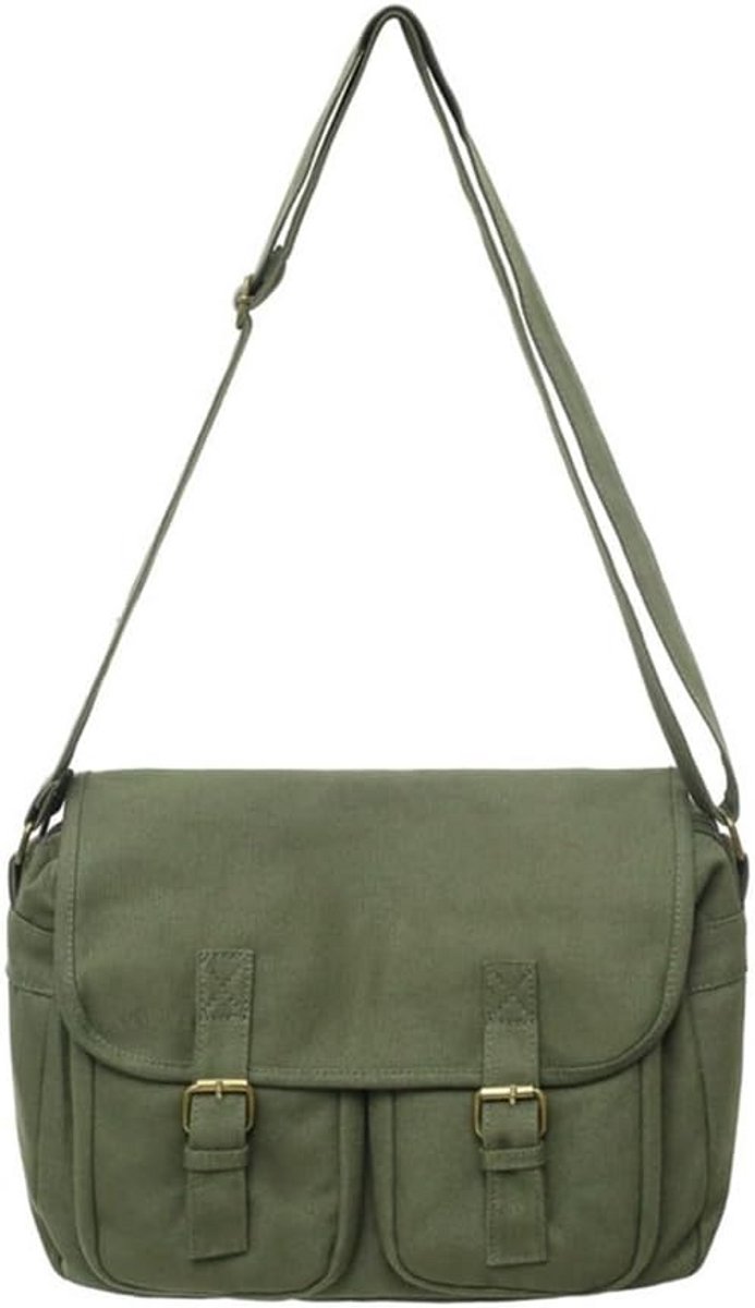 Grote Canvas Schoudertas Crossbody Tas voor Dames en Heren - Veelzijdig en Stevig