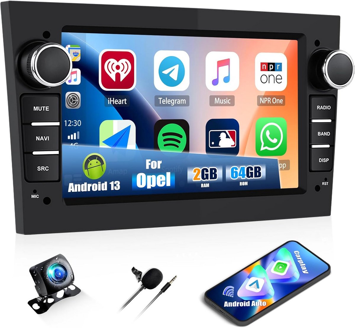 Android Autoradio 7 inch voor Opel modellen met Wireless CarPlay, GPS en Achteruitrijcamera
