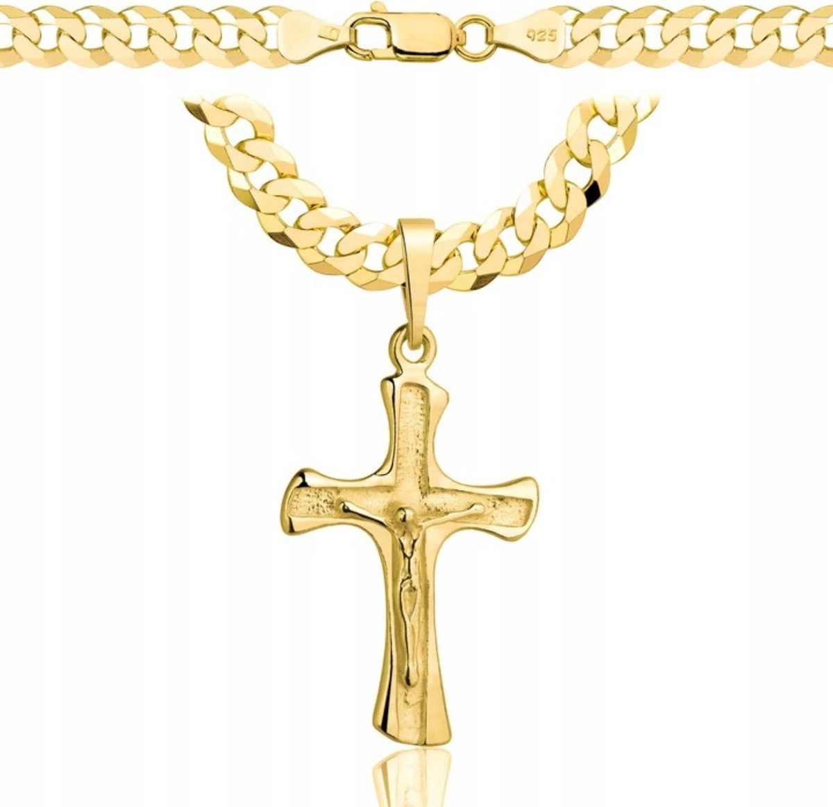 Massief Gouden Herenketting met Kruis 585 - Stijlvol en Tijdloos