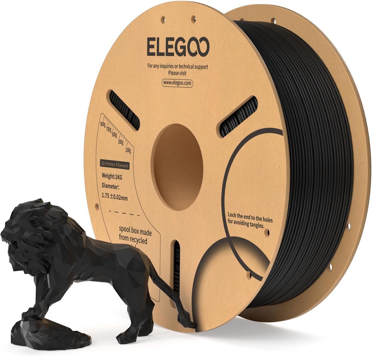 Zwart PLA Filament 1.75mm voor 3D Printers, 1kg, Hoge Nauwkeurigheid