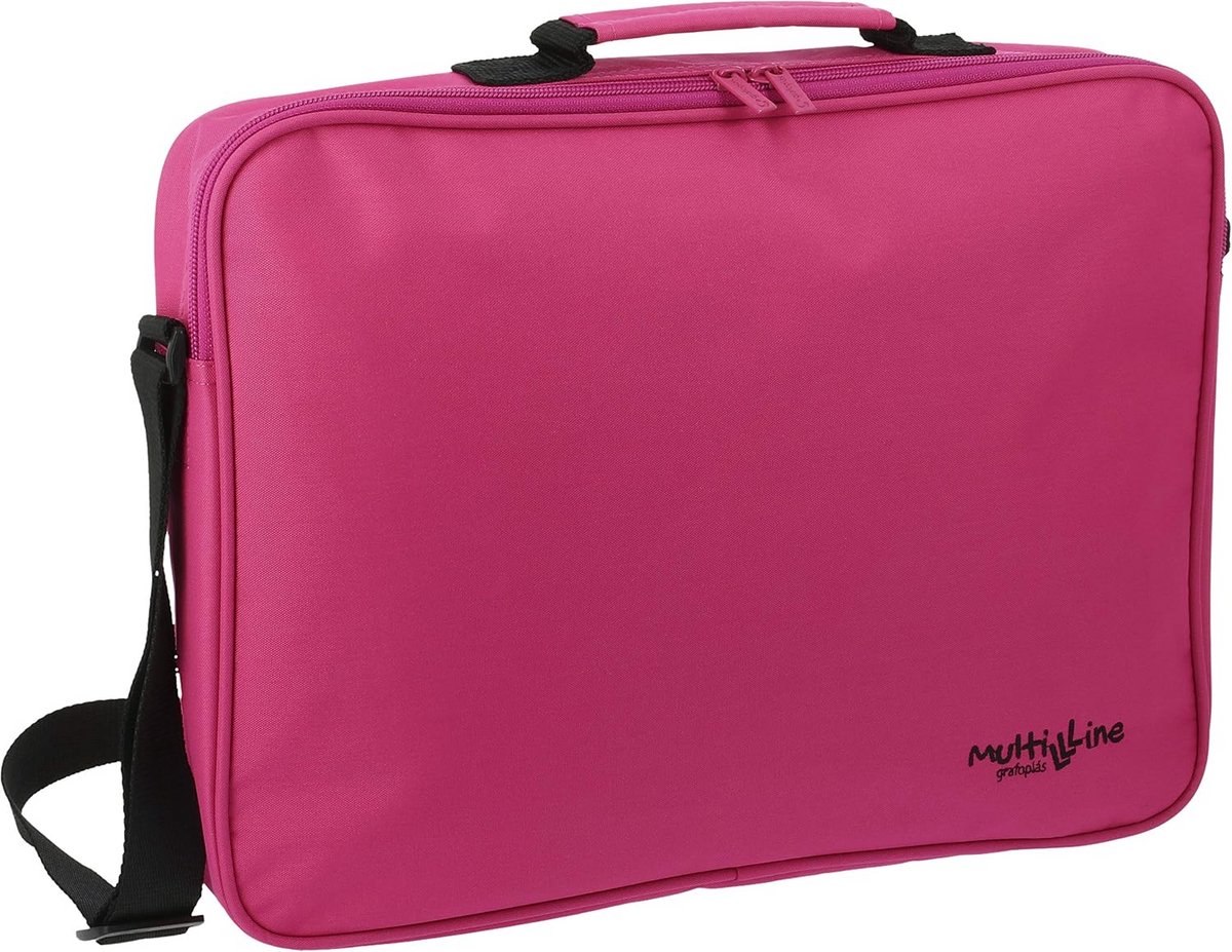Fuchsia Roze Schooltas met Hangplan/ID-vak - Ruime Schoudertas voor Kinderen en Schoolboeken