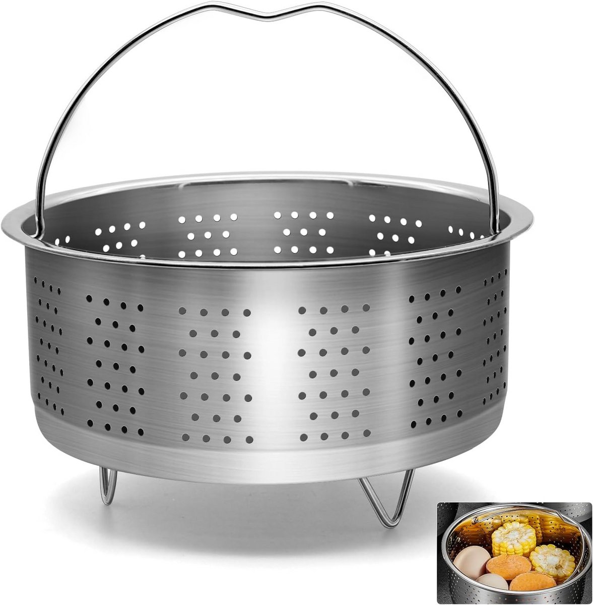 Stoominzet RVS - Stoommand Met Handvat Voor Pannen & Snelkookpan (17,5 cm)