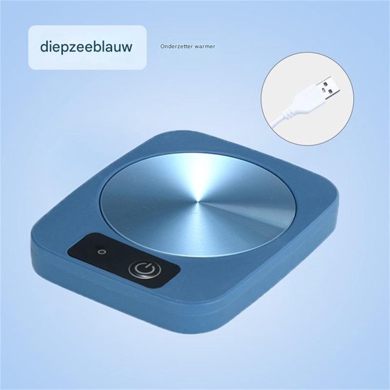 Ynkkvre -Slimme USB Bekerwarmer - Houd Koffie, Thee en Melk Warm op 55℃ - Geschikt voor Keramische, Roestvrijstalen en Glazen Bekers - Energiezuinig & Veilig - Perfect Cadeau -blauw — afbeelding 3