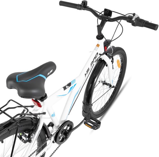 Hiland Kinderfiets - 20 / 24 Inch - Stadsfiets voor Jongens & Meisjes (6-11 Jaar) - 6 Versnellingen - Met Bagagedrager - Zwart/Wit van Hiland — afbeelding 3