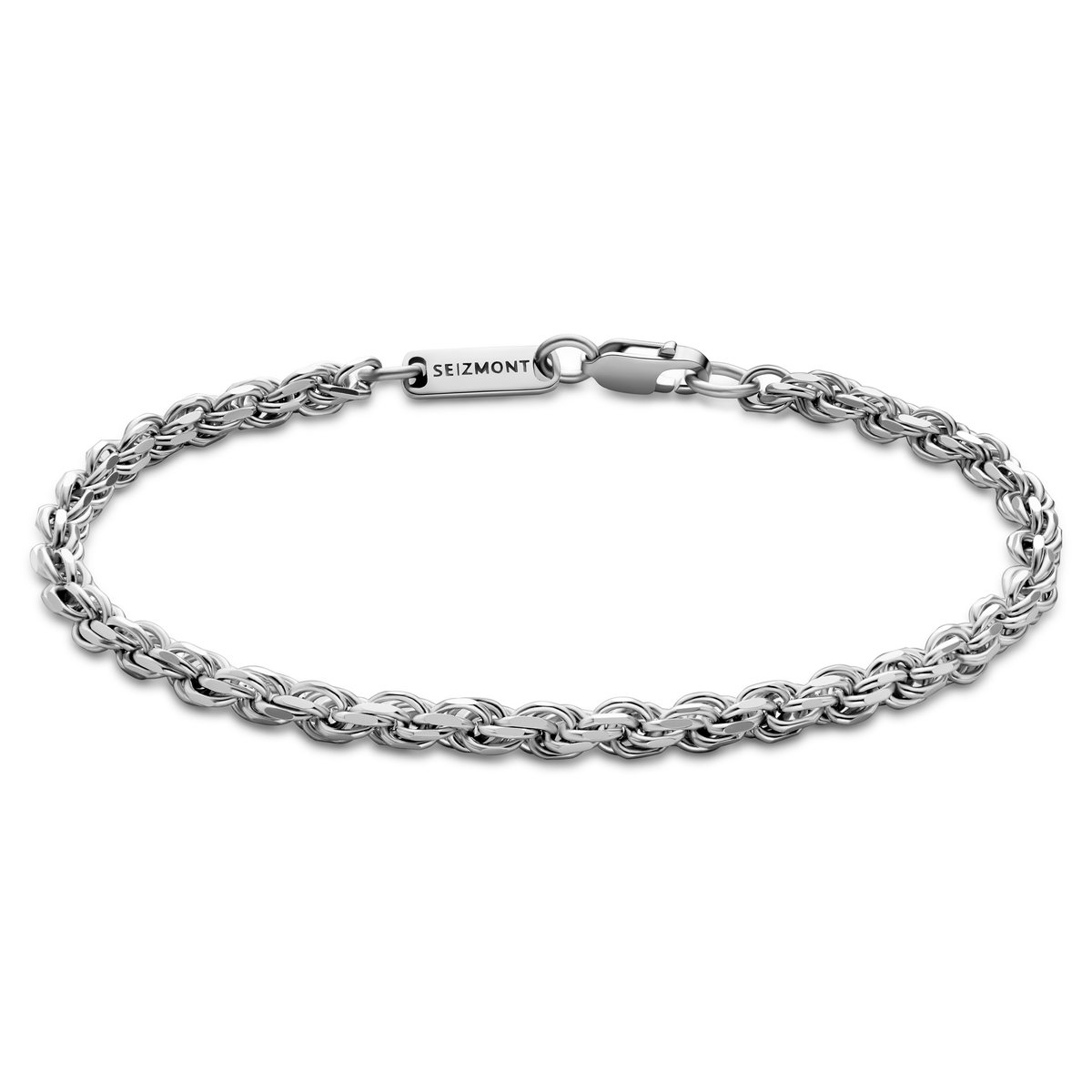 Argentia | 925s | 4 mm Gerhodineerde Sterling Zilveren Armband met Touwschakels