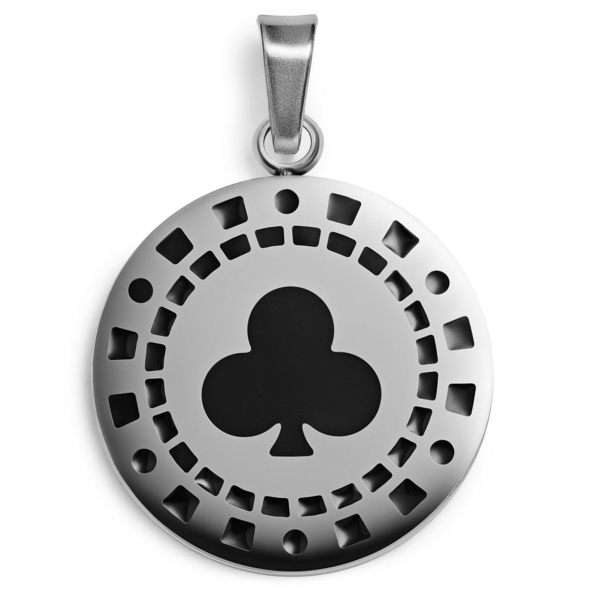 Ace | Zilverkleurige Hanger met Klaveren Pokerfiche