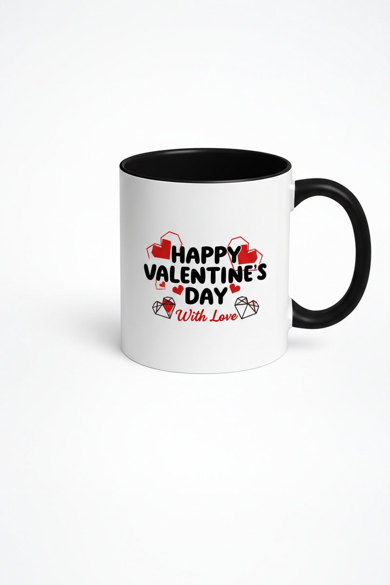 Valentijnsdag Mok Happy Valentine's Day - Liefde Cadeau met Hartjes Design